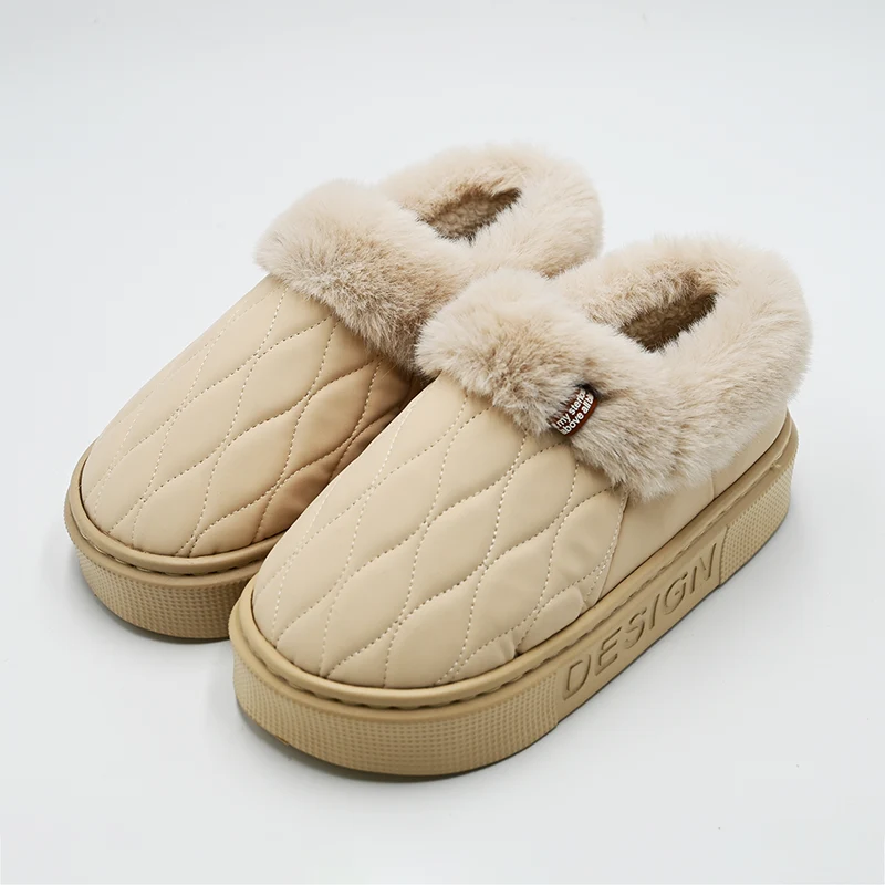 Diamant lederen katoenen slippers